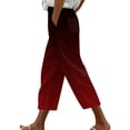 thumbnail image 2 of Baodmurt Pantalon Taille Haute pour Femmes, Capris Raccourcis à Cordon, Pantalons de Survêtement pour les Vacances, Rouge P, 2 of 5
