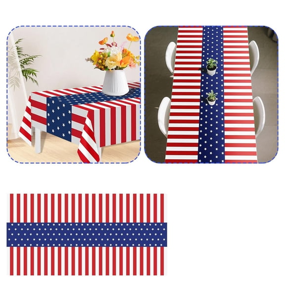 Outdoor Table Cover, Tablecloth Rectangular, Usa Flag, 60X96 In, Liquid Resistance, Fourth of July, Picnic Trips, Camping Activities, Star Stripe Pattern, 1 Pc