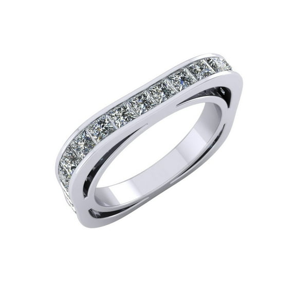 2.00Ct Princess Natural Diamond Euro Style Square Anniversary Wedding Eternity Band Ring 10k Gold GH SI1