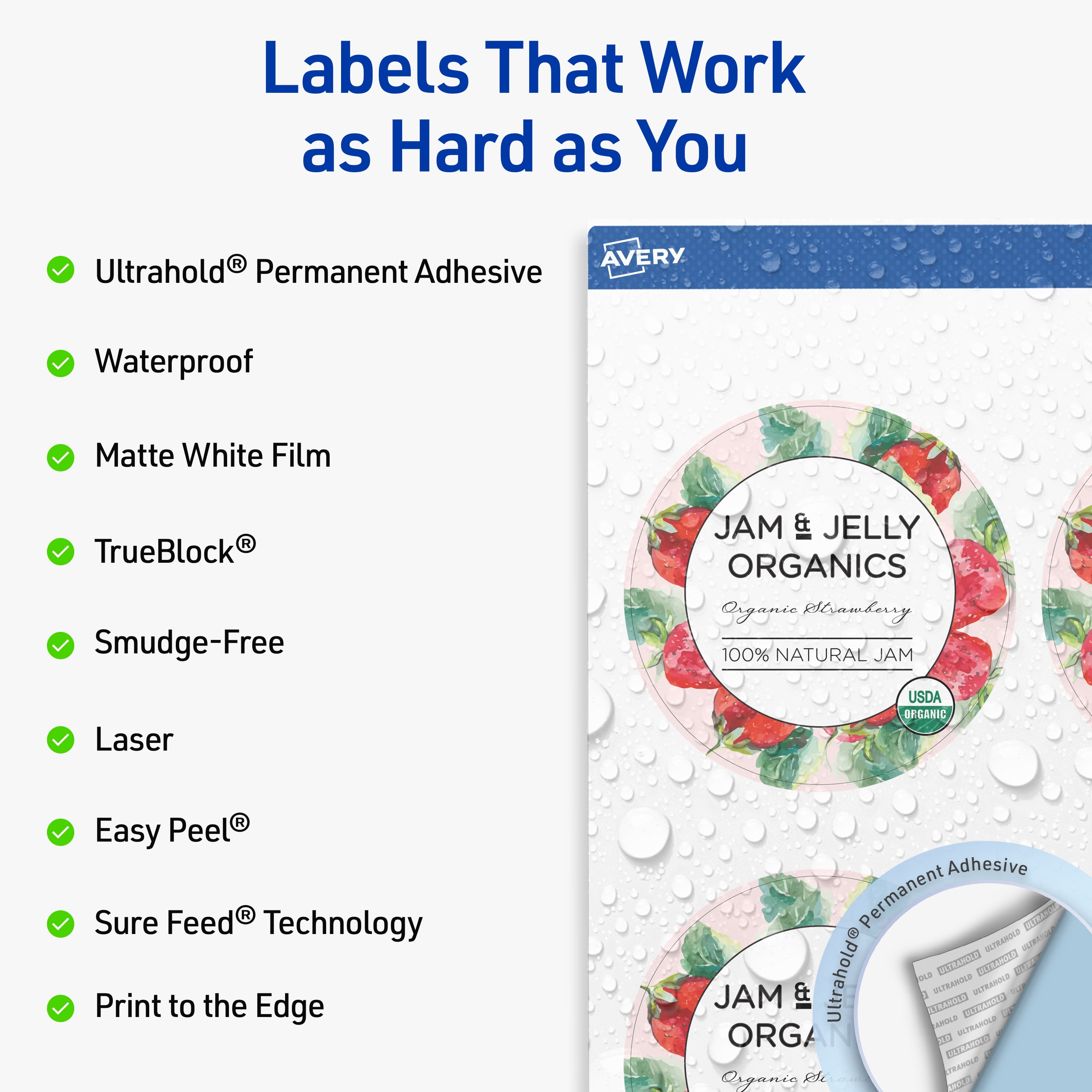 Avery Waterproof Round Labels, 3.5" Diameter, 400 Total