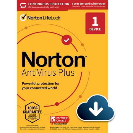 NORTON ANTIVIRUS PLUS, 1-Year Subscription, 1 DEVICE, PC, MAC [Digital