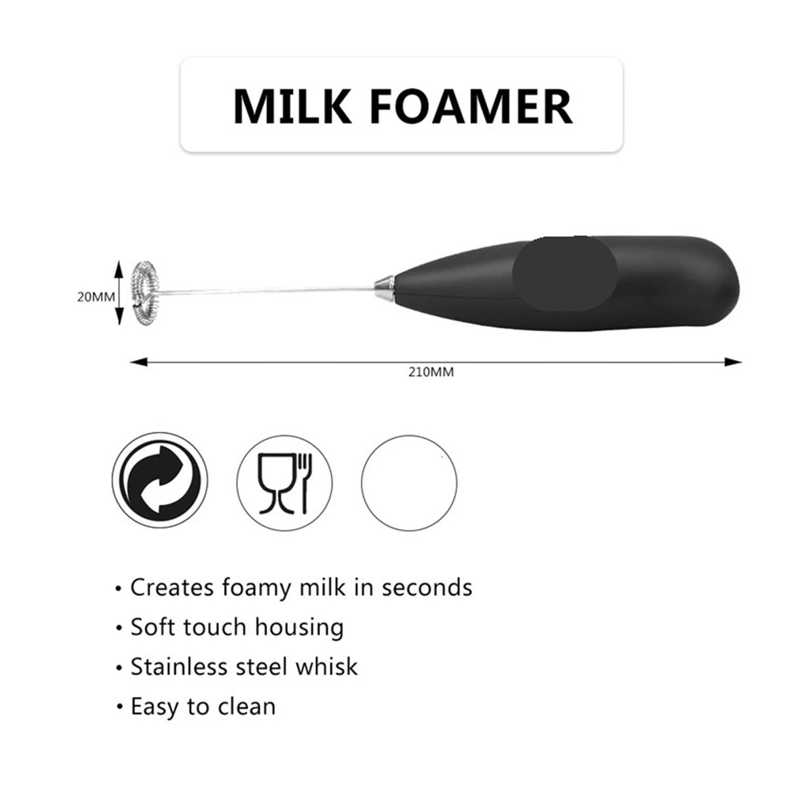 Electric Milk Frother Handheld Mini Foamer Coffee Maker Egg Beater for Chocolate Cappuccino Stirrer