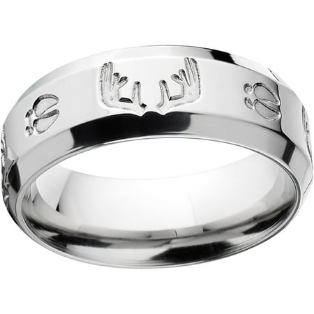 Men's Milled Track and Rack Durable 8mm Stainless Steel Wedding Band with Comfort Fit Design