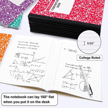 Feela Composition Notebook, 8 Pack 8 Pastel Colors College Ruled Composition Books Bulk, Marble Cover Notepad Lined Cute Journal Notebooks for Notes Taking Writing, 9.75 X 7.5 in