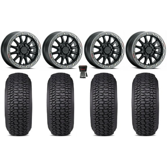 Raceline Alpha 15" Wheels Bk  25mm 33" Regulator 2 Tires Polaris RZR Turbo R & Pro R Ranger 1500 Xpedition