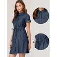 thumbnail image 2 of INSPIRE CHIC Robe en Jean pour Femmes Chambray Été Décontractée Boutonnée Robes en Denim Bleu Marine G, 2 of 5