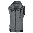 thumbnail image 1 of Chaleco sin mangas con capucha y corte ajustado para hombre Chaqueta con cordón y cremallera con bolsillos gris 4XL Unique Bargains Chaleco, 1 of 7