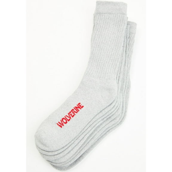 Wolverine Men's Cotton Boot Crew Sock, 4 Pair Pack, Gray,