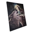 thumbnail image 3 of Wolf Song Howling Gray Wolves With Full Moon Wood Framed Canvas Wall Decor, 3 of 5