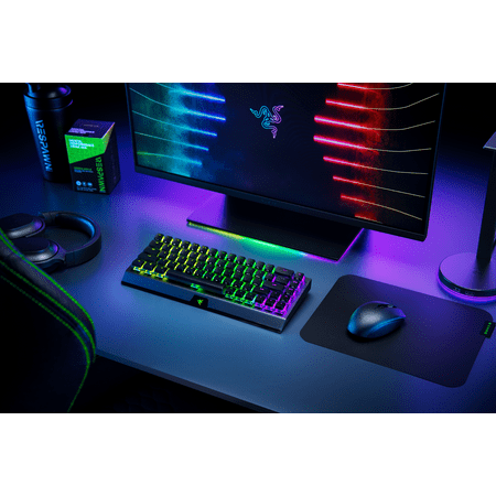 Razer - BlackWidow V3 Mini Hyperspeed Phantom Edition 65% Wireless Mechanical Yellow Linear Switch Gaming Keyboard - Black