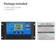 30A Solar Charge Controller, TSV Solar Panel Controller 12V/24V PWM Auto Parameter, Adjustable LCD Display Solar Panel Battery Regulator with Dual USB, Renewable Energy Controllers