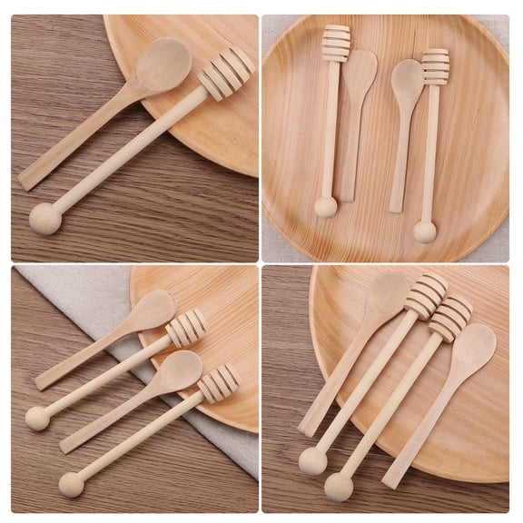 RENACLIPY Bamboo Wooden Honey Stirring Spoons 4PCS Light Yellow For Tea