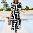 thumbnail image 3 of 2024 Vintage Striped Casual Dress Geometric Print Aesthetic Dresses Long Sleeve Retro Female V Neck Custom Oversize Chiffon Dress, 3 of 7