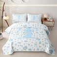 thumbnail image 2 of Feelyou Bowknot Letter T Quilt King for Boys Girls, Watercolor Spring Rose Floral King Coverlet Set, Blue, 3pcs, 2 of 7