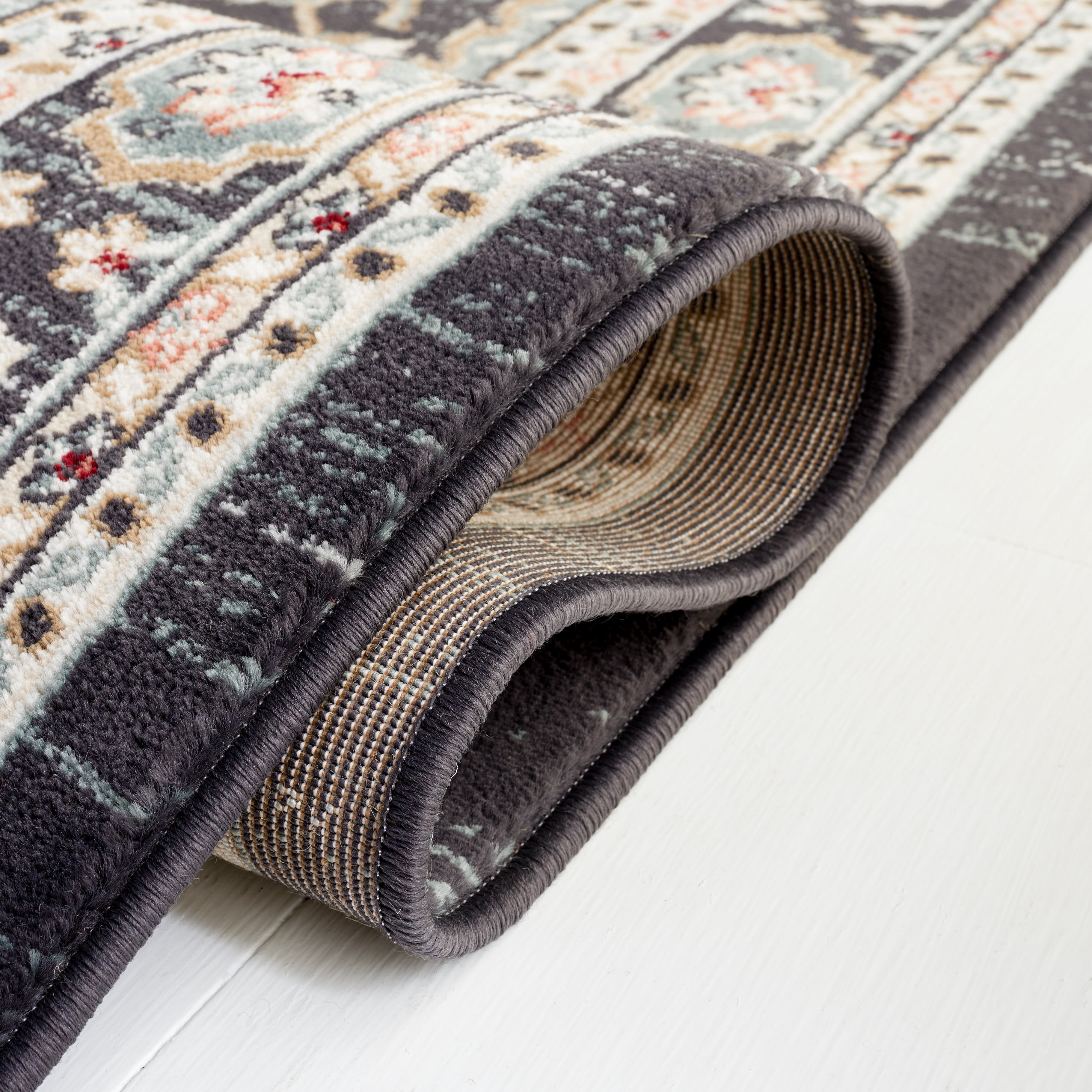 Safavieh Lyndhurst Idella Floral Runner Rug, Anthracite/Teal, 2'3" x 22'