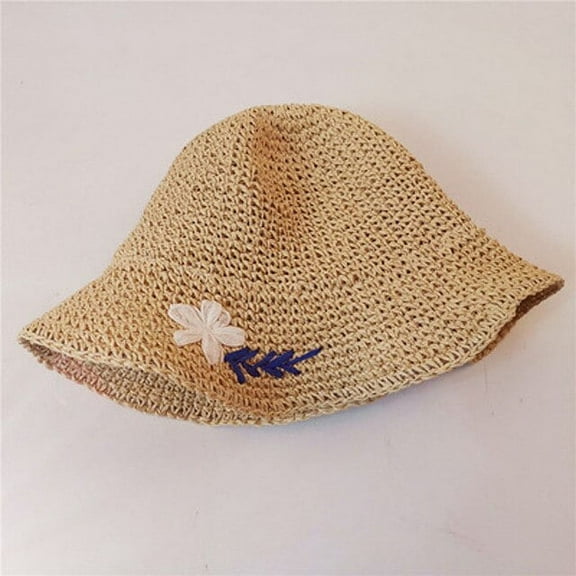CoCopeaunt New Type Of Woven Embroidered Small Daisy Flower Straw Hat Woman Summer Fisherman Hat Large Brim Sun Hat