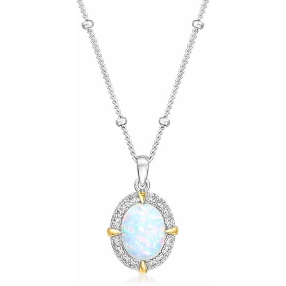 White Opal Pendant Necklace in 925 Sterling Silver | Natural October Birthstone Jewelry for Women