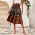thumbnail image 2 of WTOBBY Women's Casual High Waist A-Line Skirt with Polka Dot Retro Print and Pockets, Flowy Maxi Skirt for Daily Boho Wear, Elastic Waist Design for Comfort,Coffee L, 2 of 5