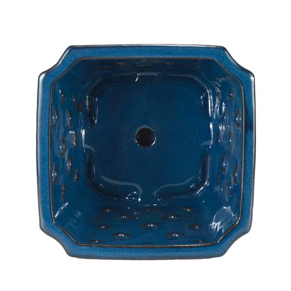 W&W Orchid Pot with Holes and Saucer for Orchid Repotting and Better Grow, Blue, 7 Inches