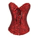 thumbnail image 5 of Camisola con corsé floral de jacquard y cordones para mujer, ropa de club con varillas de acero en espiral negro y rojo, 5 of 9