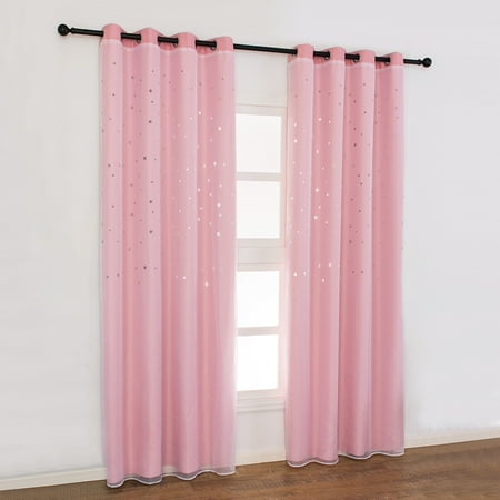 Blackout Curtains Star Shape Hollow Double Layer Cloth Yarn