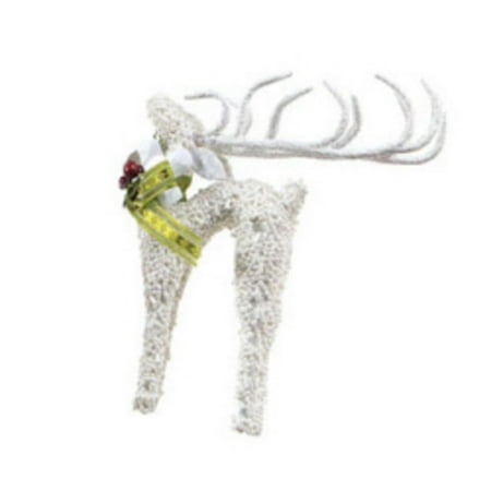 Melrose 6" Snow Drift Glass Beaded Reindeer Christmas Ornament - Noble White