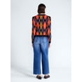 thumbnail image 4 of Free Assembly Women's and Women's Plus Argyle Cardigan Sweater with Puff Sleeves, Midweight, Sizes XS-4X, 4 of 7