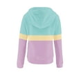 thumbnail image 5 of Lenpel Hoodies for Women Casual Long Sleeve Quarter Button Color Block Pullover Sweatshirts Fall Winter Fashion Tops(Mint Green,Small), 5 of 6