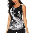 thumbnail image 1 of Balery Skeleton Wave Artwork Camiseta sin mangas estampada ligera para mujer, tops de entrenamiento sin mangas, camisetas de yoga transpirables de secado rápido.-Large, 1 of 7