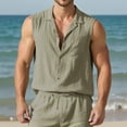 thumbnail image 2 of Summer Men's Lapel Thin Loose Casual Sleeveless Shirt Vest Breathable Lightweight Comfortable Stylish Fashion Outdoor Men's Loose Fit Casual Fashion Shirt, 2 of 5