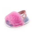 thumbnail image 6 of Baby Girls Warm Fuzzy Slipper Plush Sandals Soft Sole Faux Fur Flats Toddler Prewalker Slipper Elastic Back Strap, 6 of 7