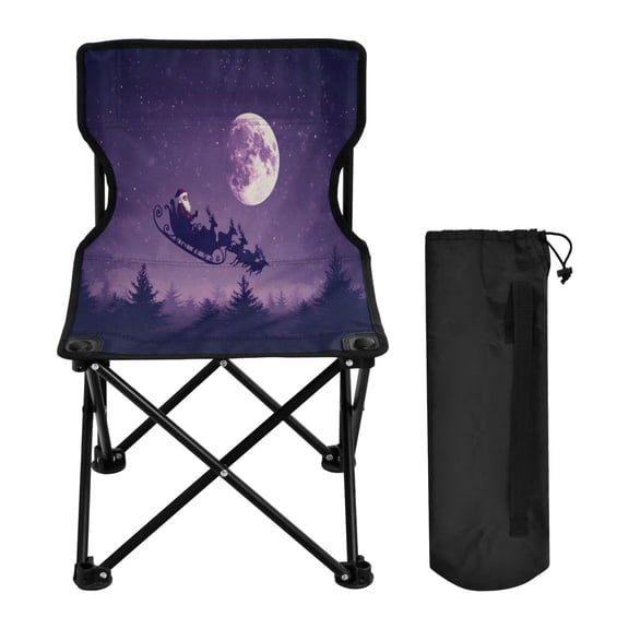 WOBOGO Santa Claus Flying in His Sleigh Camping Chair Convenient Four Corner Backrest Folding Stool Can Hold Up to 220lbs