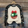 thumbnail image 2 of Cmfcve Women's Ugly Christmas Sweatshirt Oversized Sequins Patchwork Print Pullover Raglan Long Sleeve Crew Neck Xmas Base Apparel, 2 of 4