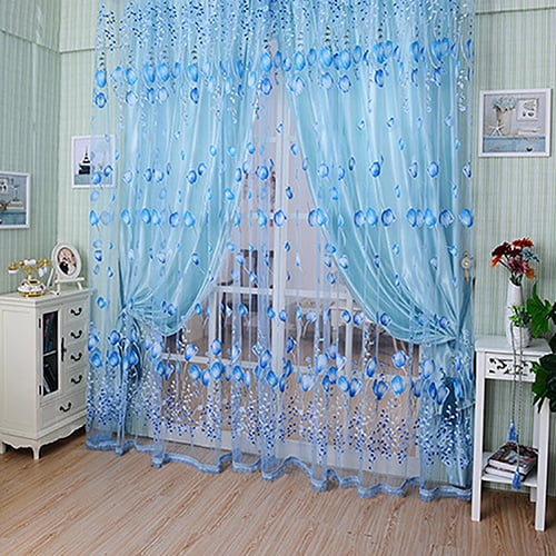 Translucent Sheer Curtains Tulle Voile Tulle Door Window Curtain Scarf Valance