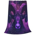 thumbnail image 2 of Honeii Purple Starry Sky Antelope Print Fleece Blanket - Throw Blanket for Bed, Sofa, Couch, Camping, and Travel , Microplush Ultra Soft Warm Blanket-80"x60", 2 of 7