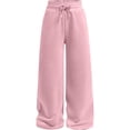 thumbnail image 3 of OSOLU Girls Sweatpants Wide Leg Drawstring Jogger Pants Elastic Waistband Athletic Palazzo With Pockets For Running Workout 5-14Y, 3 of 5