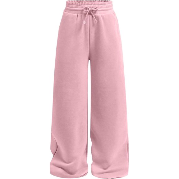 FYDUU Girls Sweatpants Casual Straight Leg Pants Comfortable Elastic Waistband Sweatpant Athletic Jogger Trousers School Everyday Wear 11-12 Years