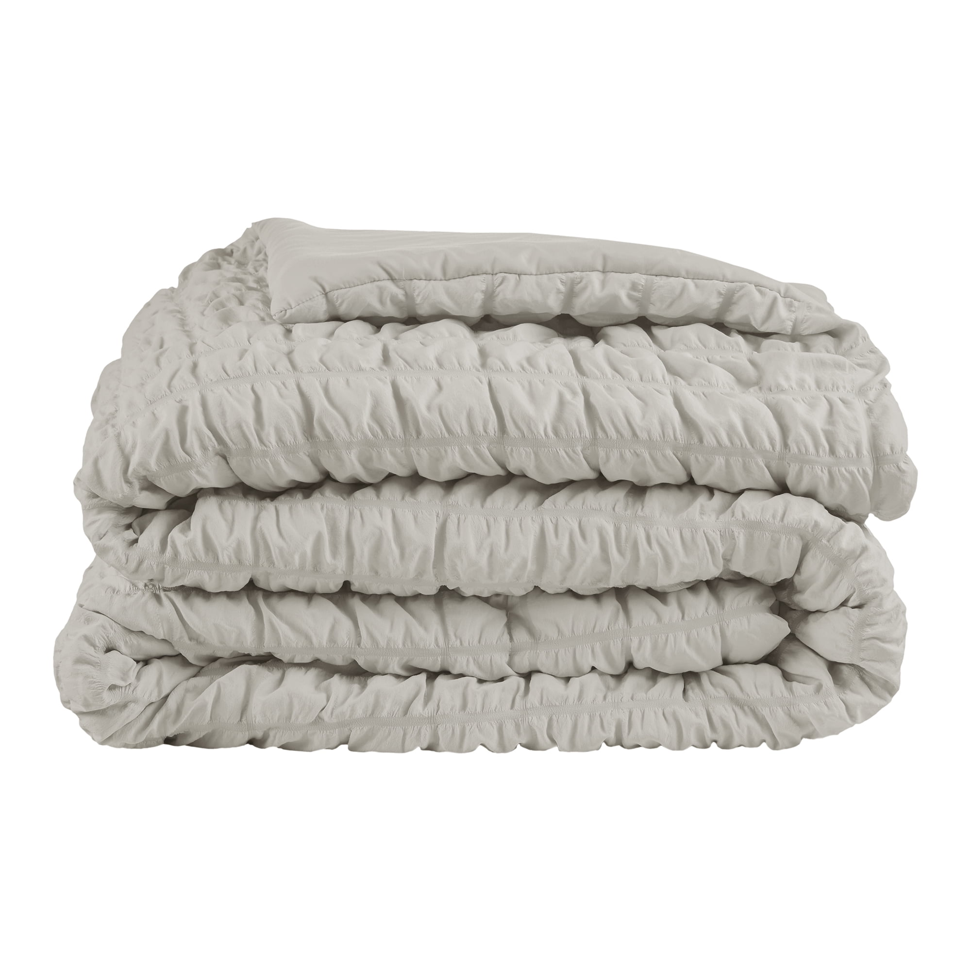 Mainstays King Comforter Set, All-Season, 3-Piece, Grey Puffy Seersucker