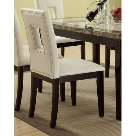 Set of 2 Dining Room Armless Chair in White Faux Leather
