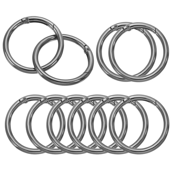 Uxcell 48mm OD Spring O Rings Round Clasp Clip Trigger Snap Spring Keyrings Black 10 Pack
