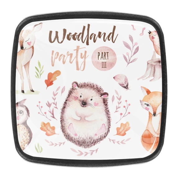 4 Pcs Square Cabinet Handle Cupboard Knob Drawer Pulls Handle Owl Drawer Knobs with Screws Furniture Decoration