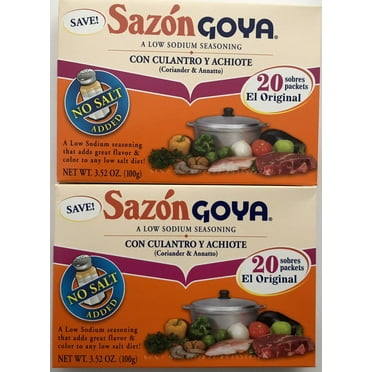 Pack of 2 - Sazon Goya Con Culantro Y Achiote 3.52 Oz - Low Sodium Seasoning (2 Pack)