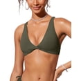 thumbnail image 1 of Top de Bikini CRZ YOGA con Fruncido en el Frente, Escote en V y Tirantes Cruzados, Talle Pequeño, 1 of 5
