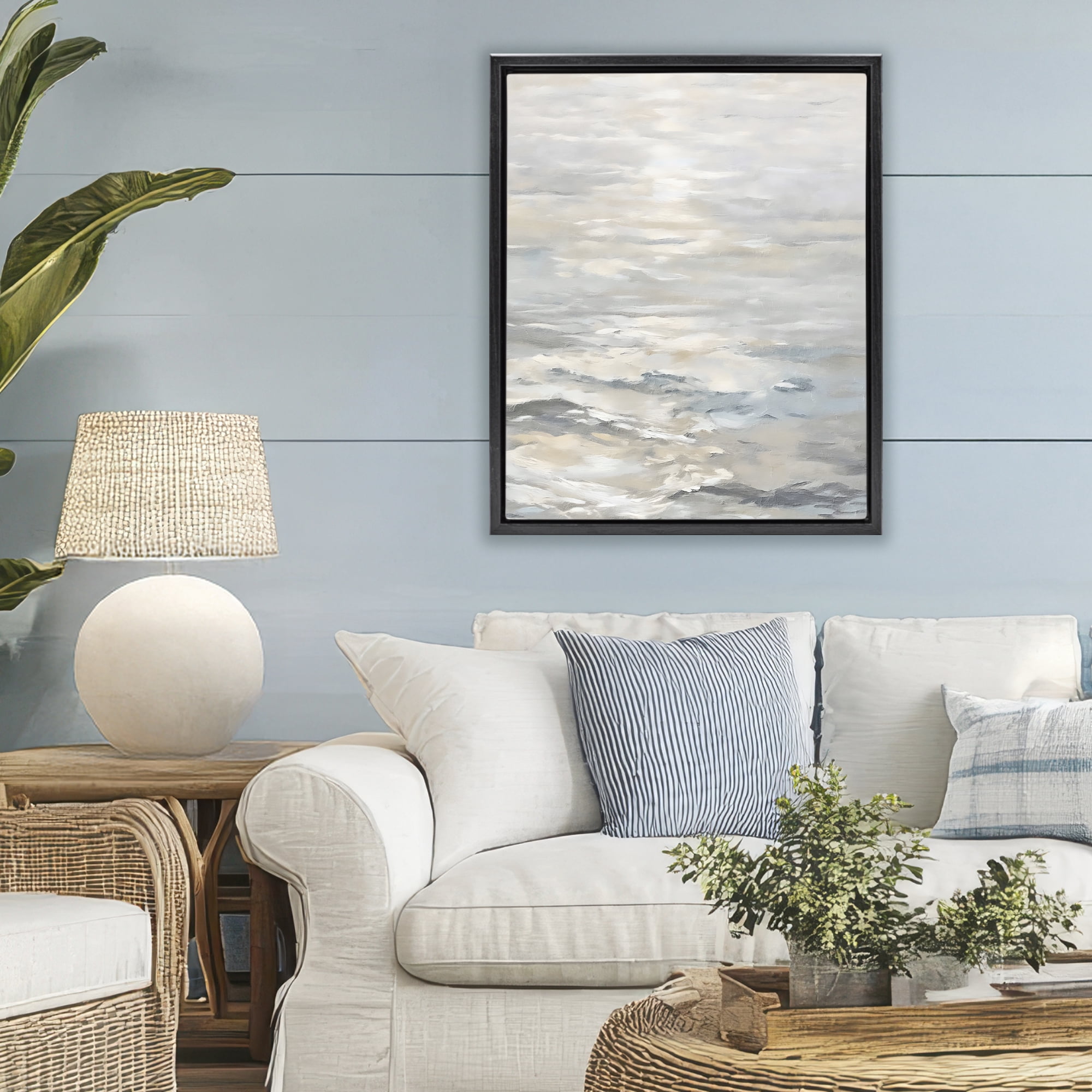 Stupell Industries Shallow Reflections Morning Light Black Framed Floater Canvas Wall Art, design by Riley B