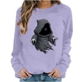 thumbnail image 5 of Halloween Fleece Lined Sweatshirts For Women Fall Crewneck Long Sleeve Ghost Printed Casual Pullover Tops S-XXL, 5 of 6