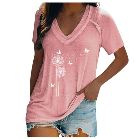 

Corset Top Maternity Shirts Fashion Woman Causal V-Neck Printing Blouse Short Sleeve T-Shirt Summer Tops Womens Tank Tops Black Crop Top Clearance Pink 2XL