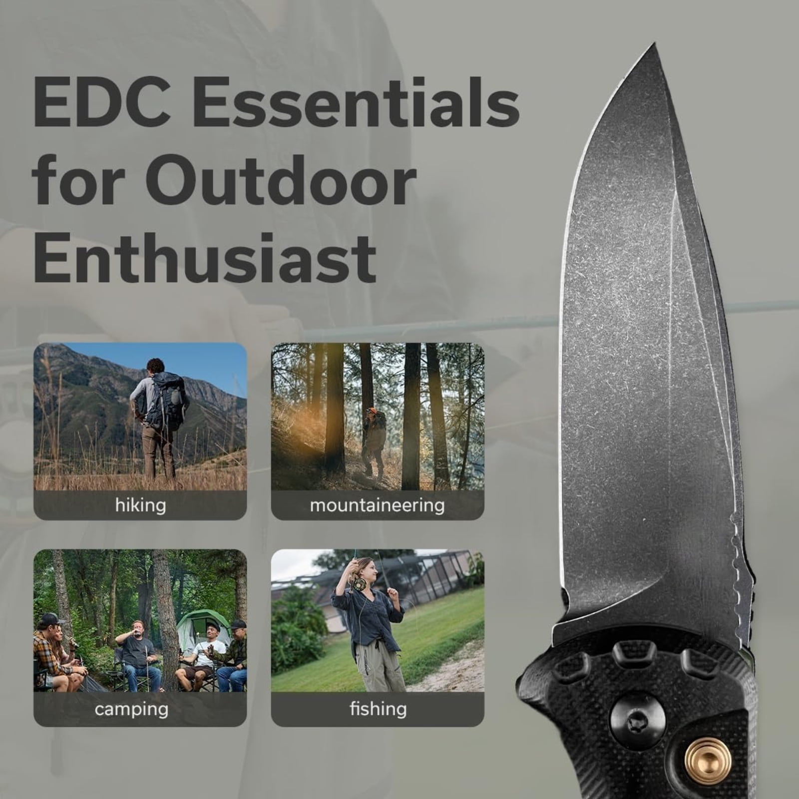 Folding Pocket Knife D2 Steel G10 Handle EDC Camping Tool