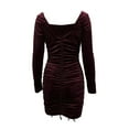 thumbnail image 5 of cfhntfmh Bodycon Dresses for Women Square Neck Long Sleeve Fall Ruched Mini Dress Slim Elegant Clubwear Dress, 5 of 7