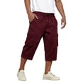 thumbnail image 2 of Sewkxo Men's Cargo Pants Fashion 2026 Elastic Waist Drawstring Straight Leg 3/4 Length Tracktrouser Summer Casual Baggy Fit Work Trouser with Pockets,Wine M, 2 of 7