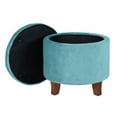 thumbnail image 2 of Benjara Button Tufted Velvet Upholstered Wooden Ottoman with Hidden Storage, Blue and Brown, 2 of 2